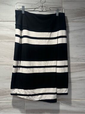 Athleta Black and White Striped Midi Skirt
